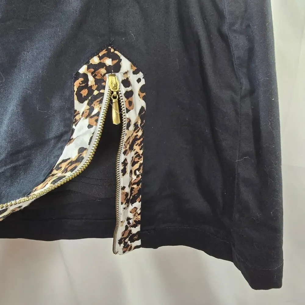 Allyson Whitmore Black and Leopard Print AW Golf Skirt Skort Size 14